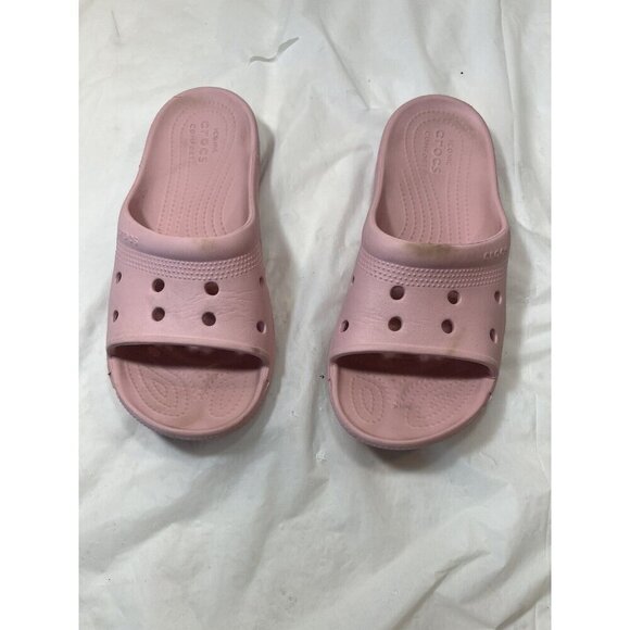 CROCS Shoes - Crocs Womens Coast Slide Sandals  Pink Open Toe Slip On Flats 7